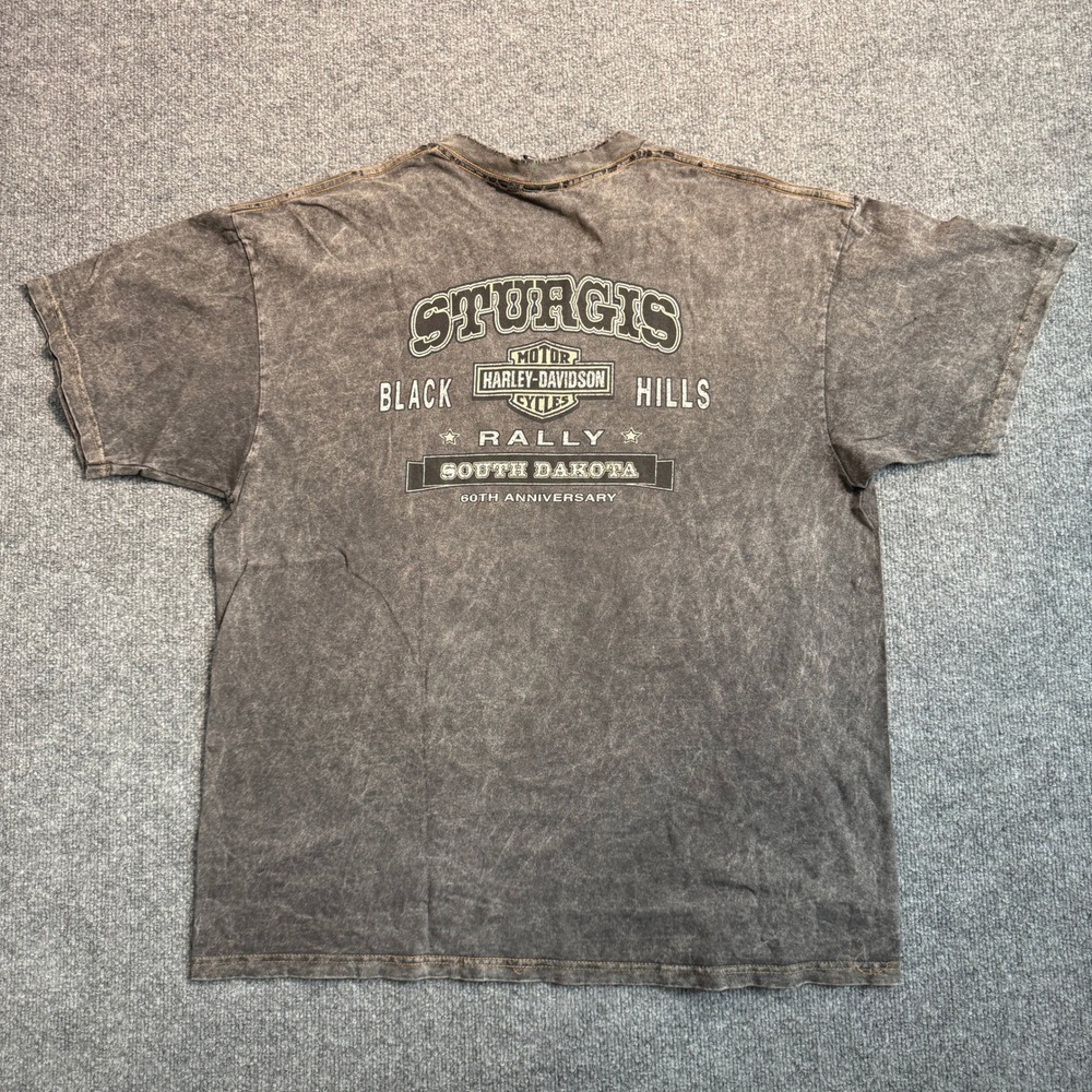 Vintage Harley-Davidson Sturgis 60th Anniversary T-Shirt XL Gray Acid Wash 2000 - Picture 7 of 8